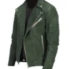 Armand Green Suede Biker Jacket buy from men's leather jacket UK