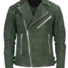 Armand Green Suede Biker Jacket buy from men's leather jacket UK