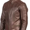 Damian Brown Leather Biker Jacket buy from men's leather jacket UK