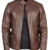 Damian Brown Leather Biker Jacket buy from men's leather jacket UK