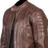Damian Brown Leather Biker Jacket buy from men's leather jacket UK