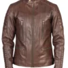 Damian Brown Leather Biker Jacket buy from men's leather jacket UK