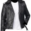 Furton Black Leather Biker Jacket buy from men's leather jacket UK