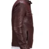 Urbane Quilted Maroon Leather Biker Jacket buy from mens leather jacket UK